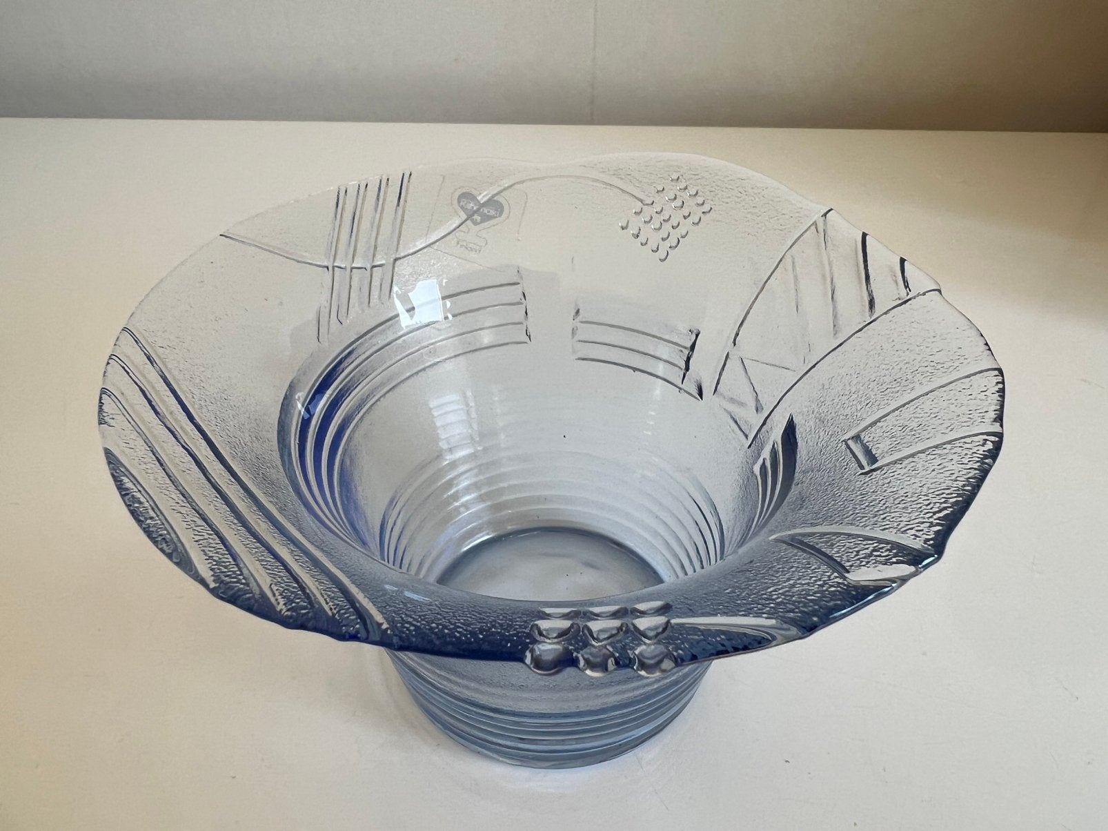 Vintage Fins Riihimäki Avanti Glas Schaal Blauw Hans Nyqvist, Antiek en Kunst, Ophalen of Verzenden