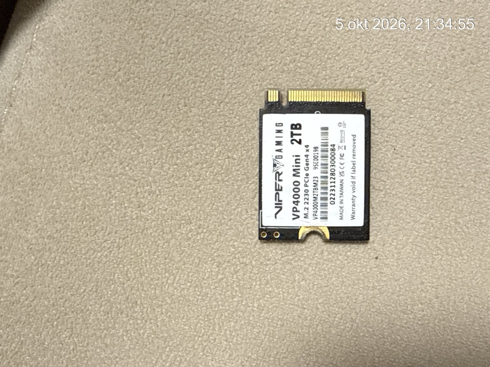 VIPER GAMING VP4000 Mini 2TB M.2 SSD, Intern, Ophalen of Verzenden, Zo goed als nieuw, Laptop