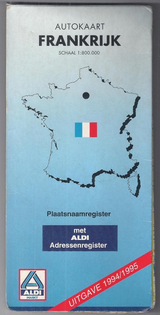 Pl1758 plattegrond / wegenkaart Frankrijk 1994 / 1995 ALDI, Gelezen, Frankrijk, Ophalen of Verzenden, Landkaart