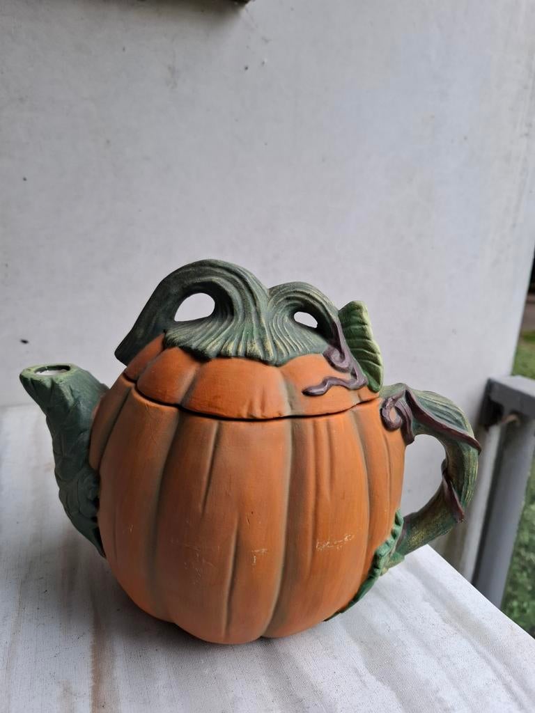 Unieke pompoen theepot - Halloween decoratie, Ophalen of Verzenden