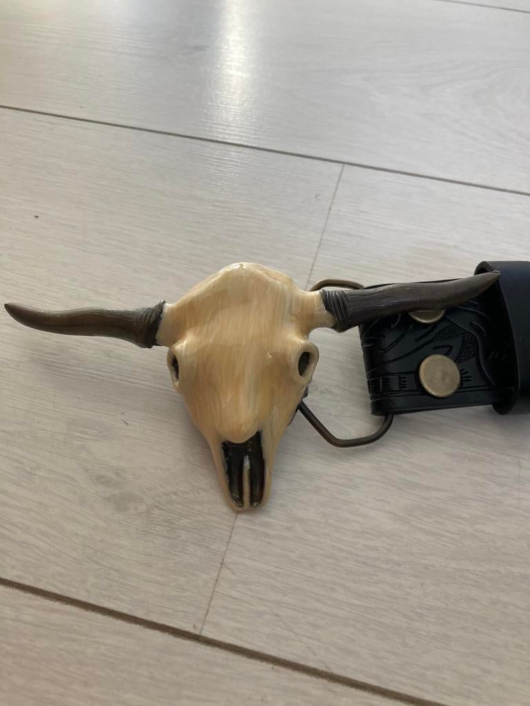Amerikaanse gesp buckle riem Longhorn stier, Ophalen of Verzenden, Zo goed als nieuw, Overige kleuren, Minder dan 95 cm