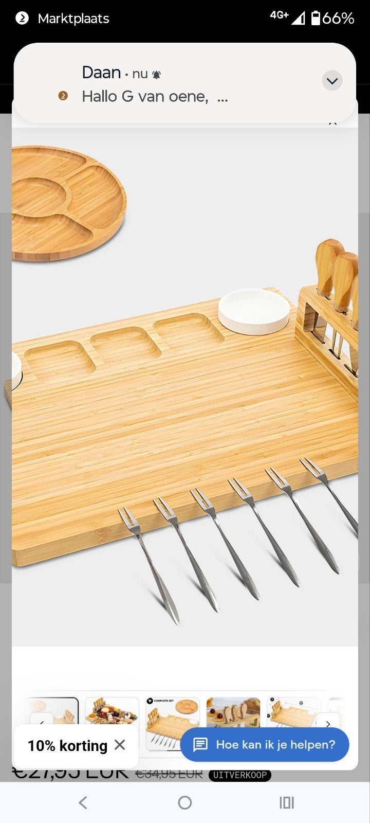 Bamboe serveerplank met kaasmesjes en vorkjes, Hout, Snij-/serveerplank, Nieuw, Ophalen of Verzenden