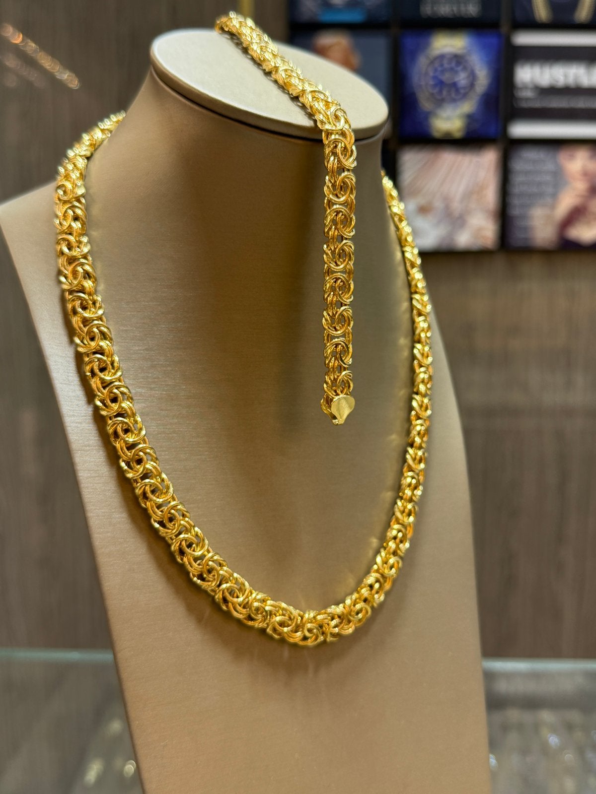 18KT Goud - 45.6 Gram - Ketting - Armband - PLATTE KONING, Ophalen, Nieuw, Goud
