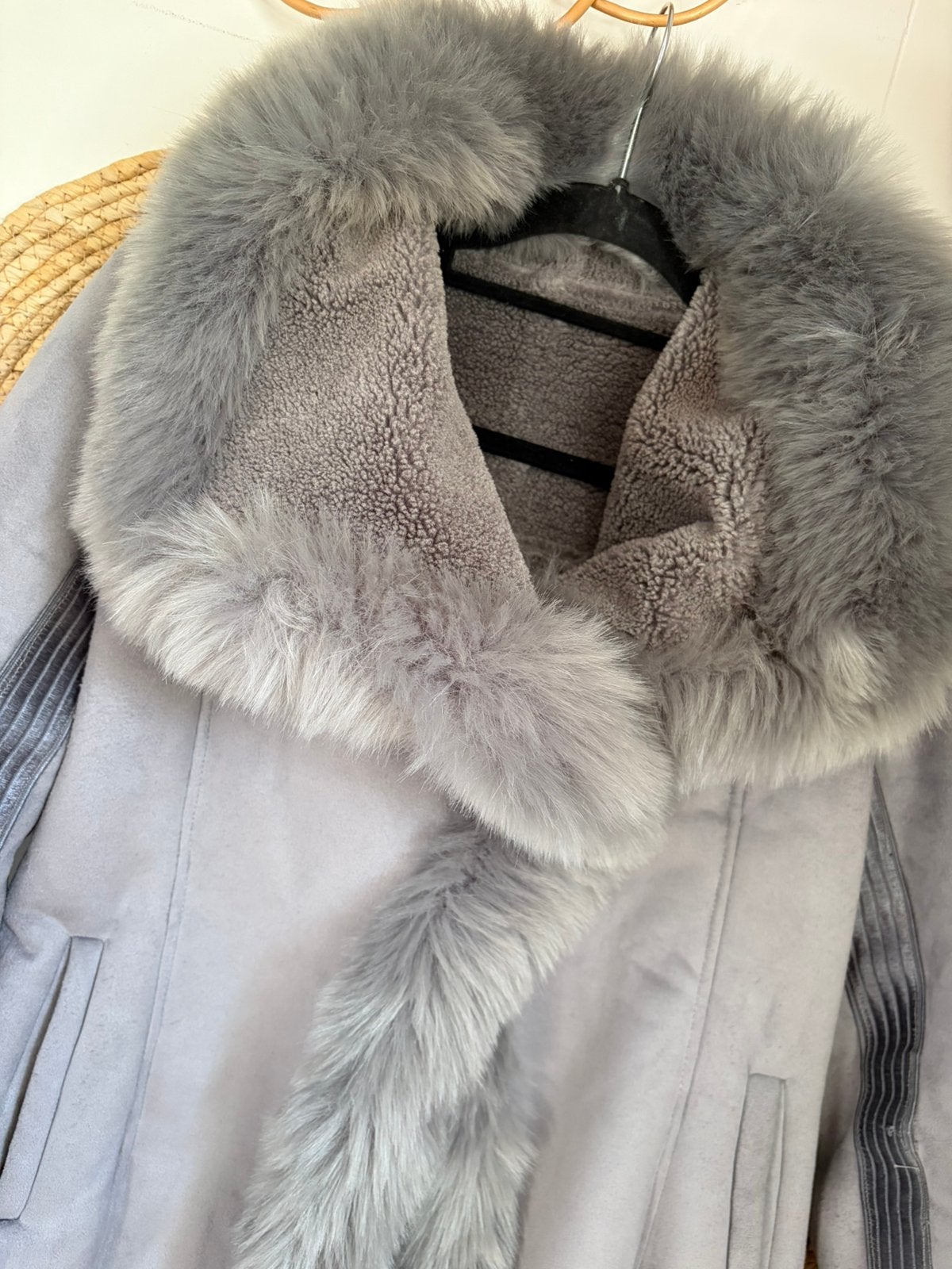 Vintage lammy shearling Afghaanse winter jas, Ophalen of Verzenden, Zo goed als nieuw, Maat 38/40 (M), Grijs