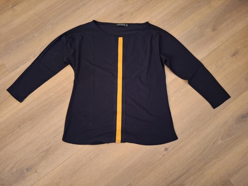 Shirt Studio Anneloes blauw met gele streep maat M, Ophalen of Verzenden, Zo goed als nieuw, Blauw, Lange mouw