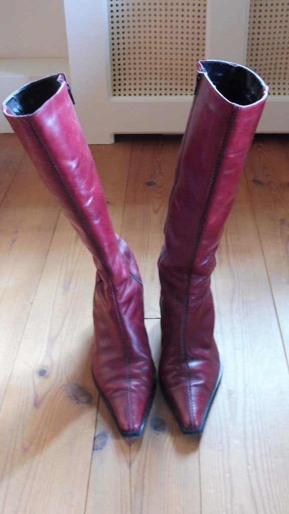 Rode laars met blokhak - maat 40, Ophalen, Hoge laarzen, Zo goed als nieuw, Rood