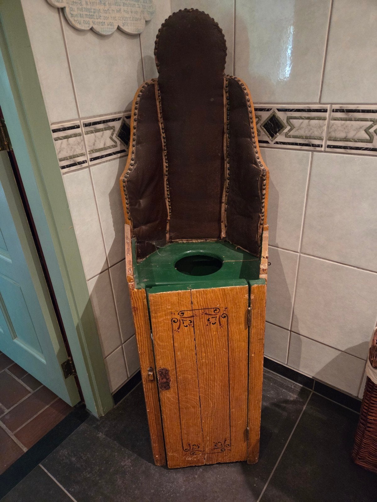 antieke houten nachtstoel, commode stoel, po, Antiek en Kunst, Ophalen