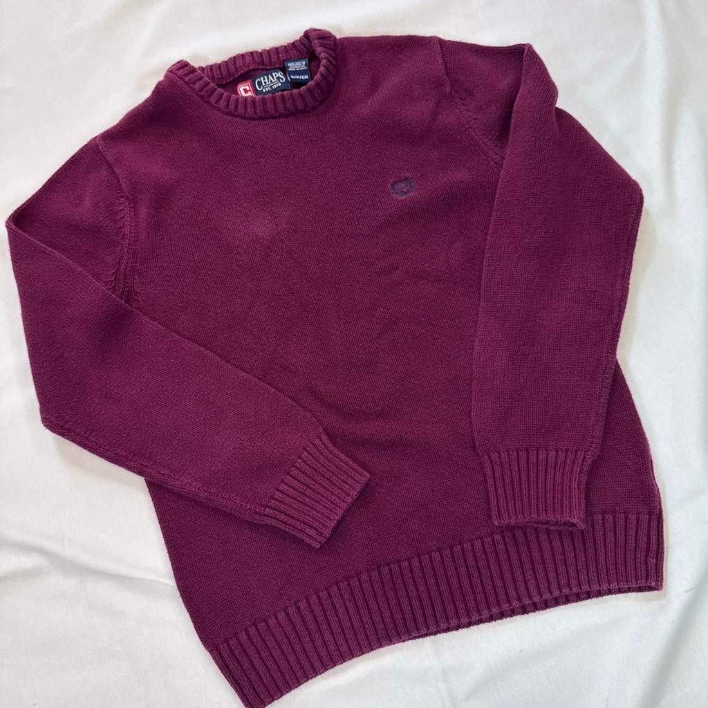 Vintage Chaps Ralph Lauren Gebreide Trui - Bourgondië Maat S, Ophalen of Verzenden, Zo goed als nieuw, Maat 46 (S) of kleiner