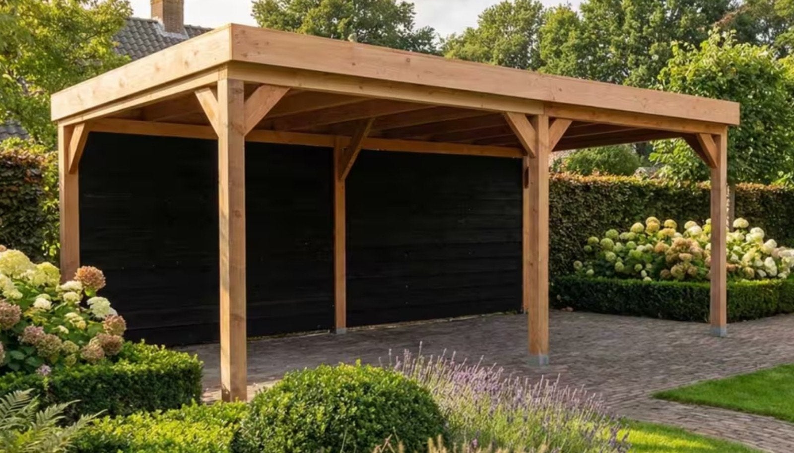 Nieuwe houten overkapping met achterwand 5x4m, Tuin en Terras, Overkappingen, Ophalen of Verzenden, Nieuw, Veranda