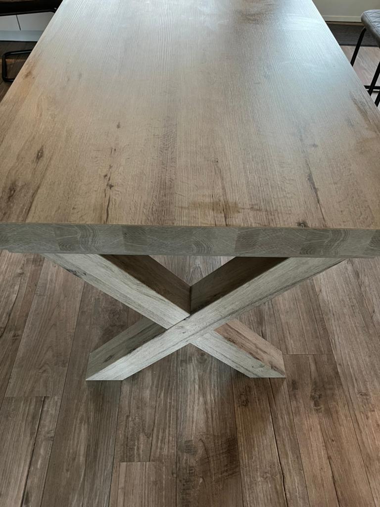 Eettafel licht grijs, Huis en Inrichting, Tafels | Eettafels, Ophalen, Gebruikt, 100 tot 150 cm, Vijf personen of meer