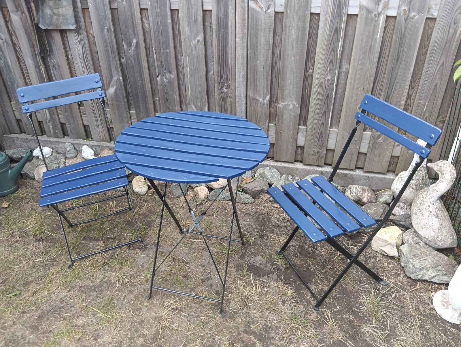 Echt antiek frans bistro setje met 4 stoelen, Tuin en Terras, Ophalen, Gebruikt, Overige materialen, 4 zitplaatsen