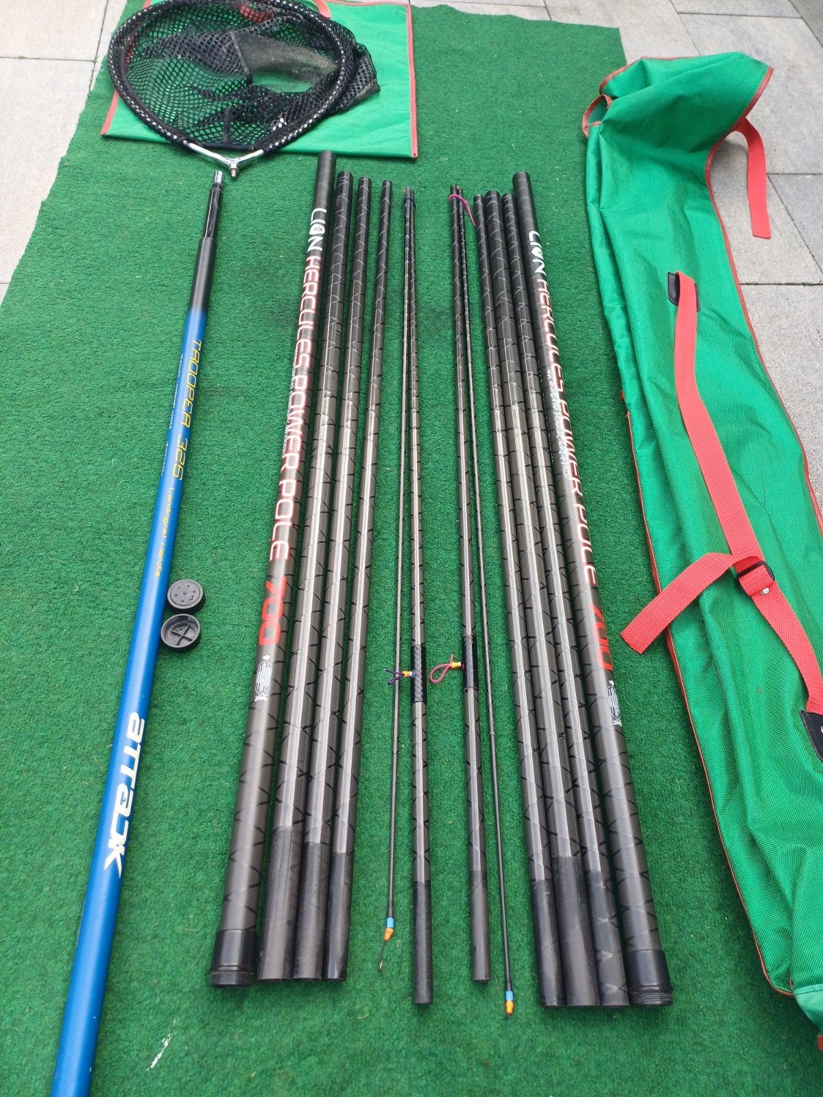 2 x Lion Hercules margin.Power Pole 700, Ophalen, Zo goed als nieuw, Complete hengel