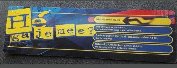 NS bladwijzer 1997 met datum  festivals erop., Verzamelen, Ophalen of Verzenden, Gebruikt, Trein, Overige typen