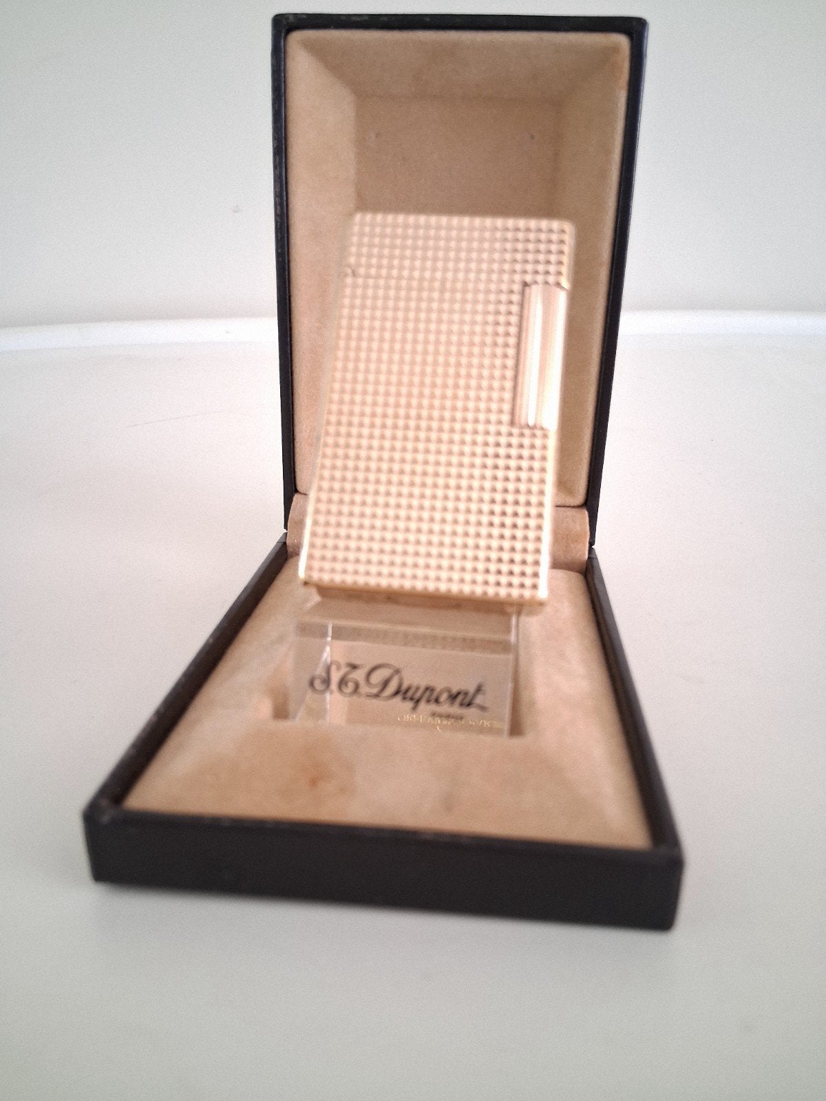 Dupont Aansteker L1 20U Diamant Model Verguld Goud Kleur, Ophalen of Verzenden, Gebruikt, Aansteker