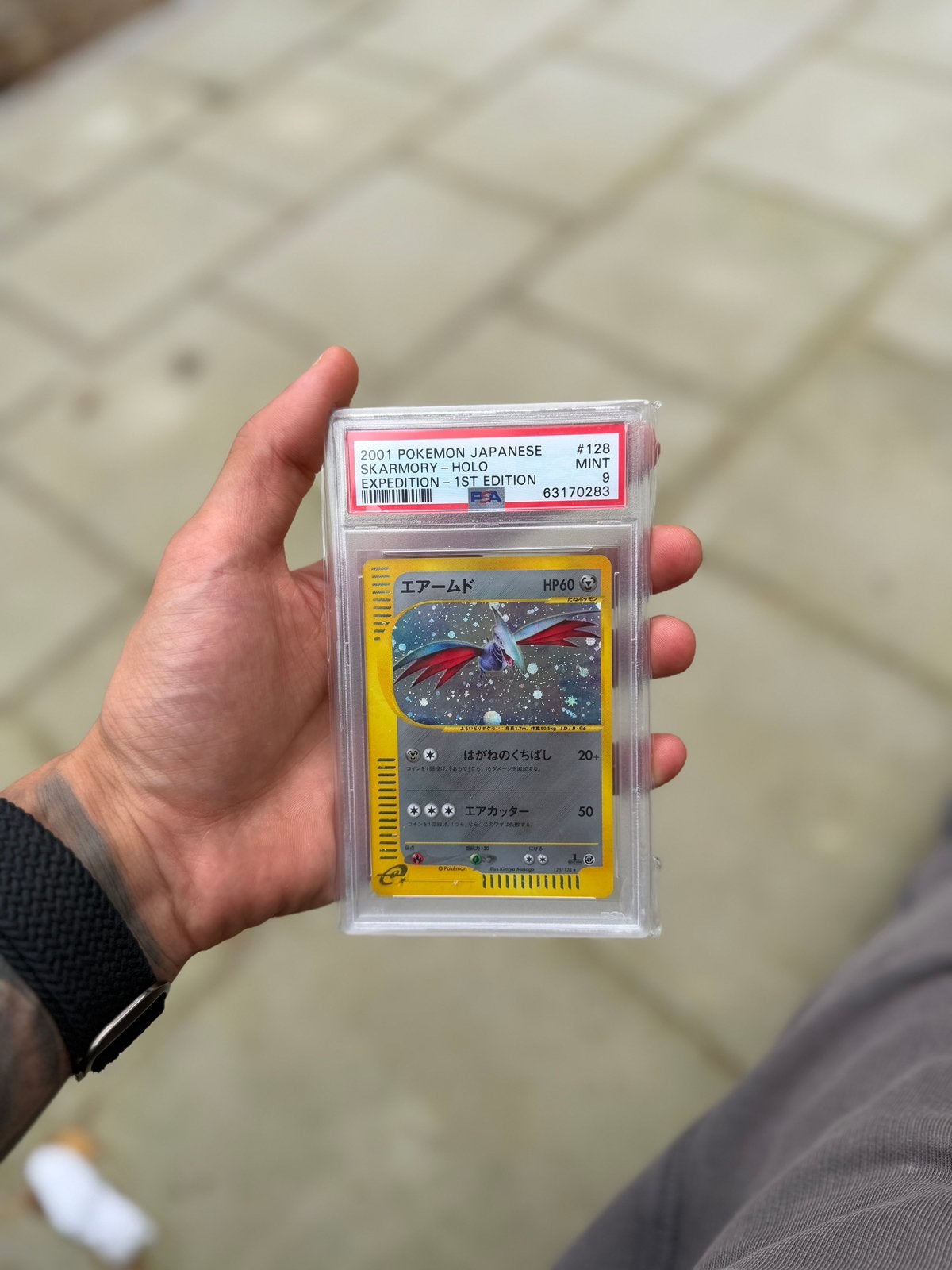 PSA 9 Japanese Skarmory Holo 1st Edition #128 Expedition, Ophalen of Verzenden, Zo goed als nieuw