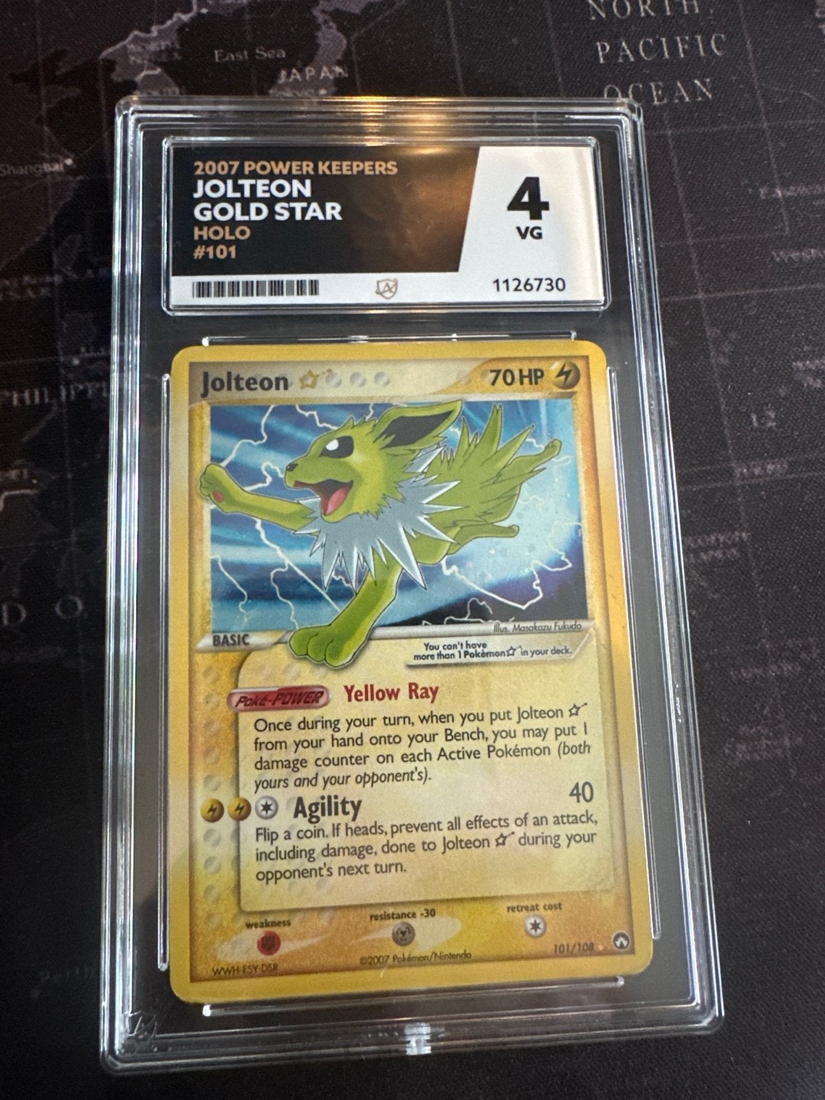 Jolteon Gold Star Holo #101 Pokémon Kaart ACE Graded 4 VG, Ophalen, Gebruikt, Losse kaart, Foil