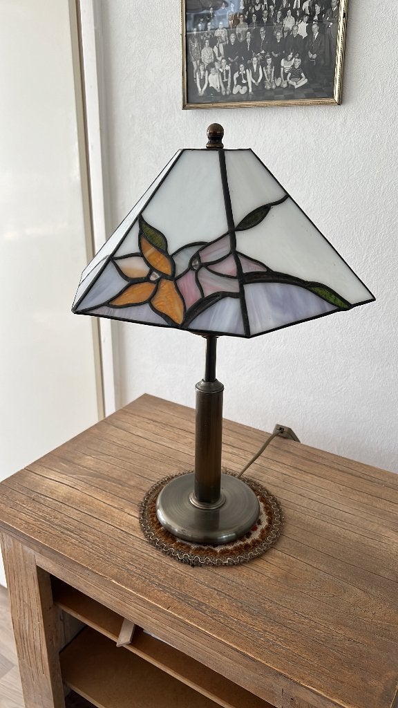 Tiffany tafellamp lamp glas in lood, Ophalen of Verzenden, Gebruikt, Glas, Tiffany Style