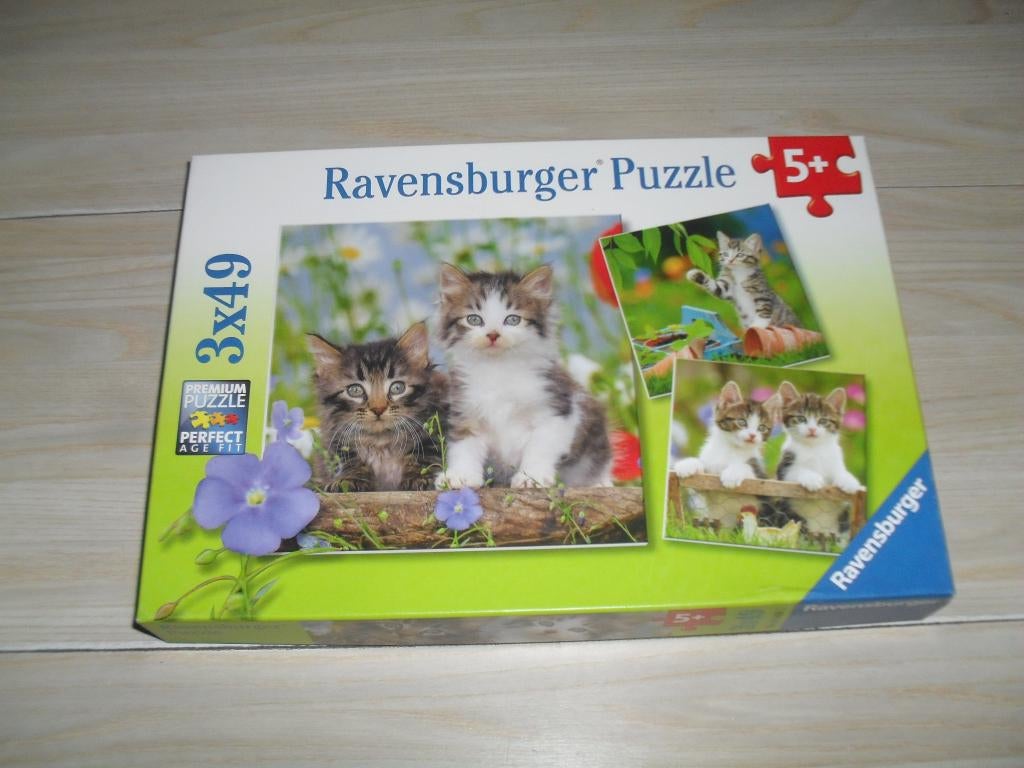 Kittens puzzle's 3 x 49 stukken, Ophalen, Minder dan 500 stukjes, Zo goed als nieuw, Legpuzzel