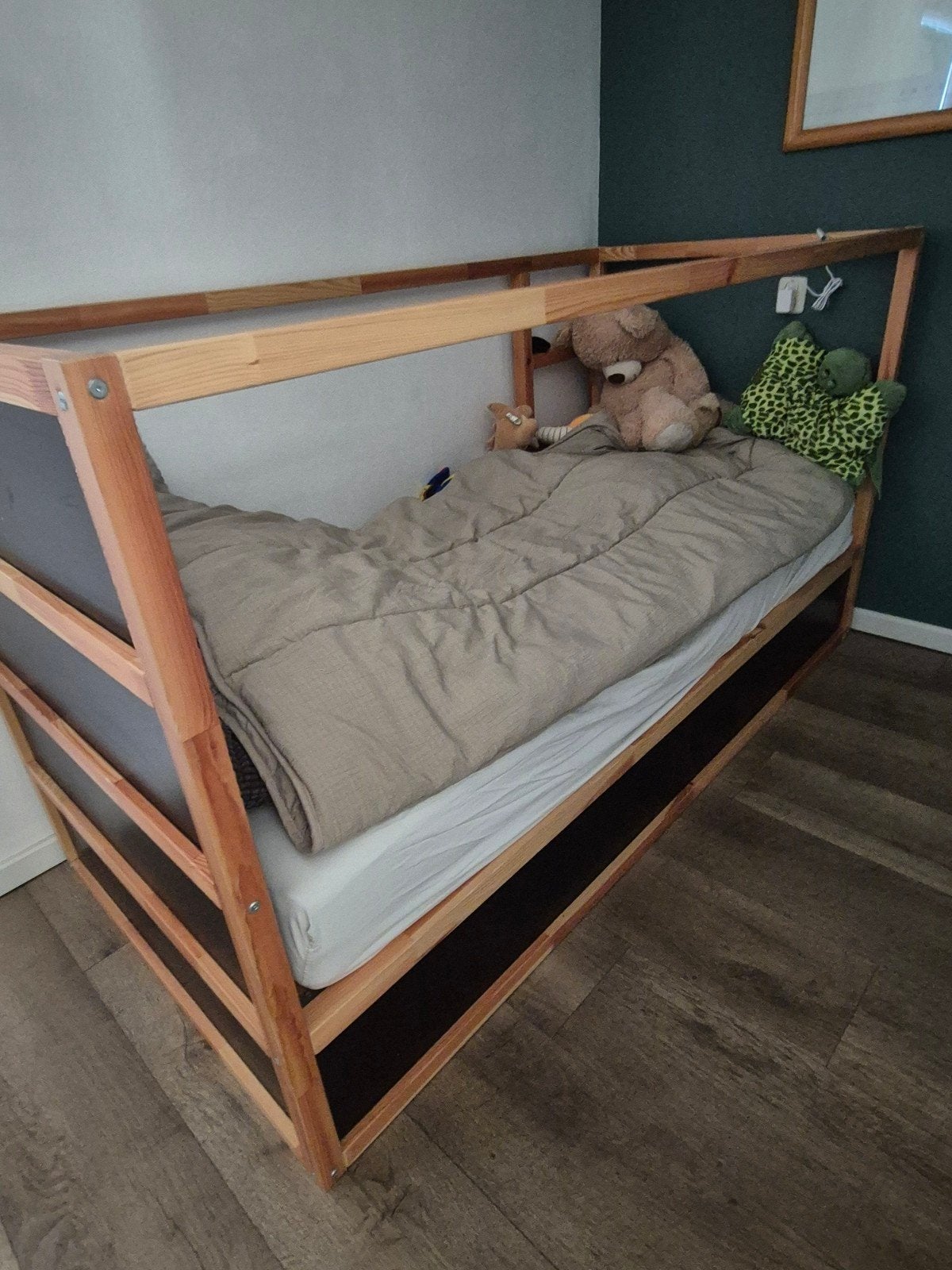 IKEA KURA keerbaar bed - Zwart gespoten platen, Ophalen, 85 tot 100 cm, Gebruikt, Lattenbodem