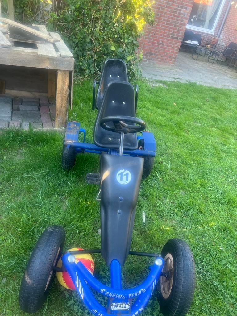 Blauwe skelter met duozit - Plezier voor twee!, Kinderen en Baby's, Speelgoed | Buiten | Skelters, Ophalen of Verzenden, Gebruikt