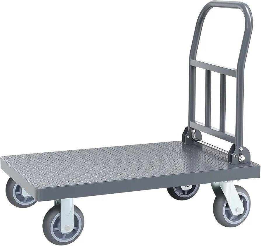 Stevige metalen platformwagen met antislip traanplaat, 100 liter of meer, Ophalen of Verzenden, Transportkar
