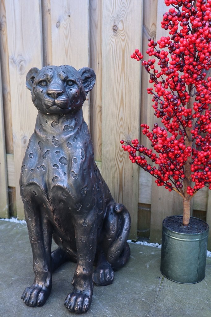 Luipaard beeld brons 59 cm | Tuinbeeld & woondecoratie, -, -, Nieuw, Ophalen of Verzenden