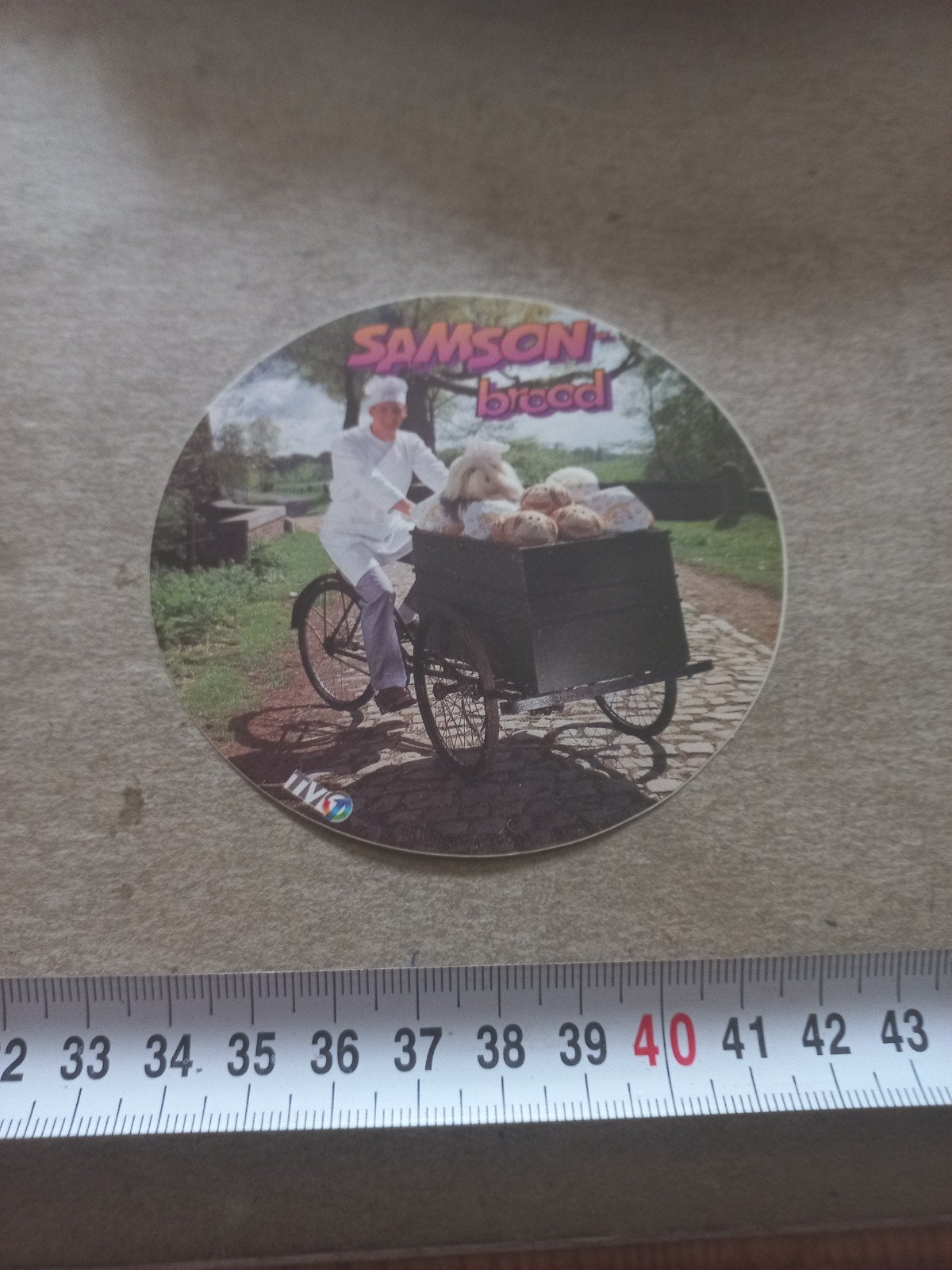Vintage Samson Brood Sticker/Onderzetter, Ophalen of Verzenden, Gebruikt