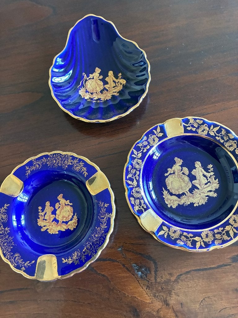 Aardewerk Limoges Kleine bordjes, asbakbordjes, opbergdoosje, Ophalen of Verzenden