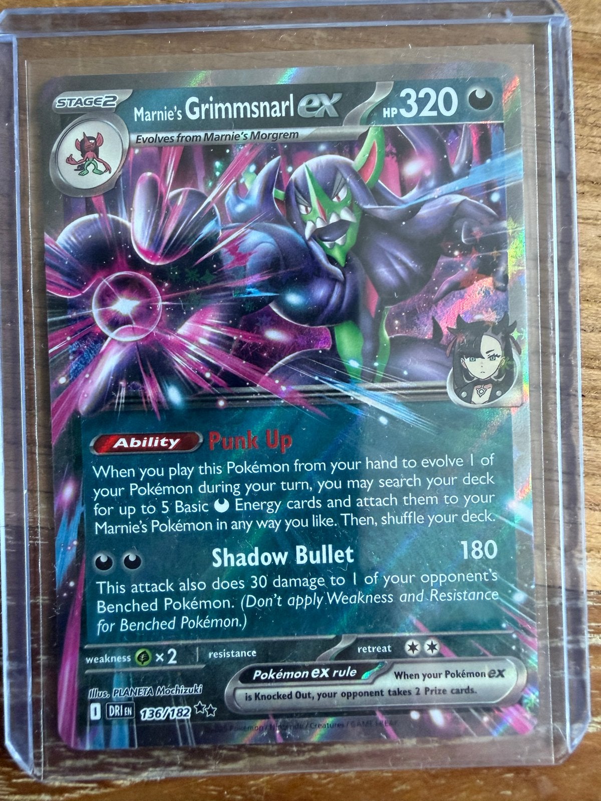 Marnie's Grimmsnarl ex 186/182 Pokémon kaart, Verzenden, Zo goed als nieuw, Losse kaart