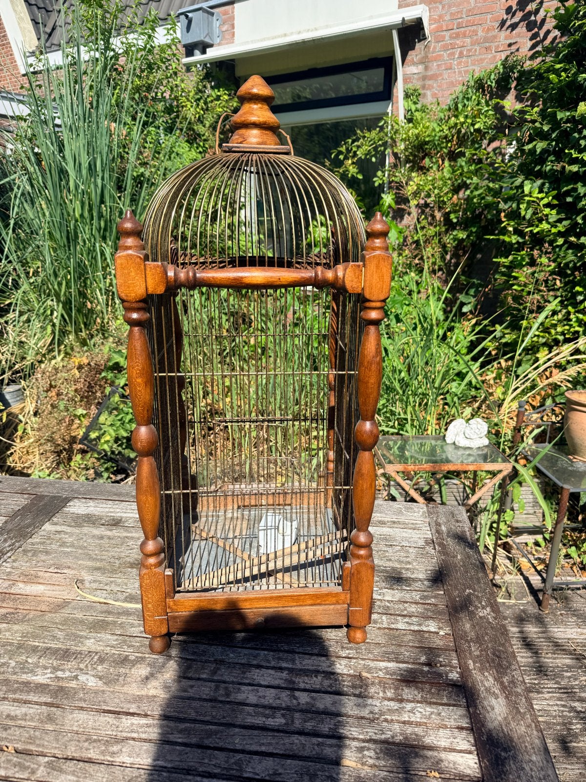 Antieke vogelkooi te koop, Dieren en Toebehoren, Vogels | Hokken en Kooien, Ophalen, Hout, Vogelkooi