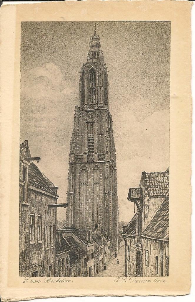 Amersfoort O.L. Vrouwe Toren., Ophalen of Verzenden, 1940 tot 1960, Ongelopen, Utrecht