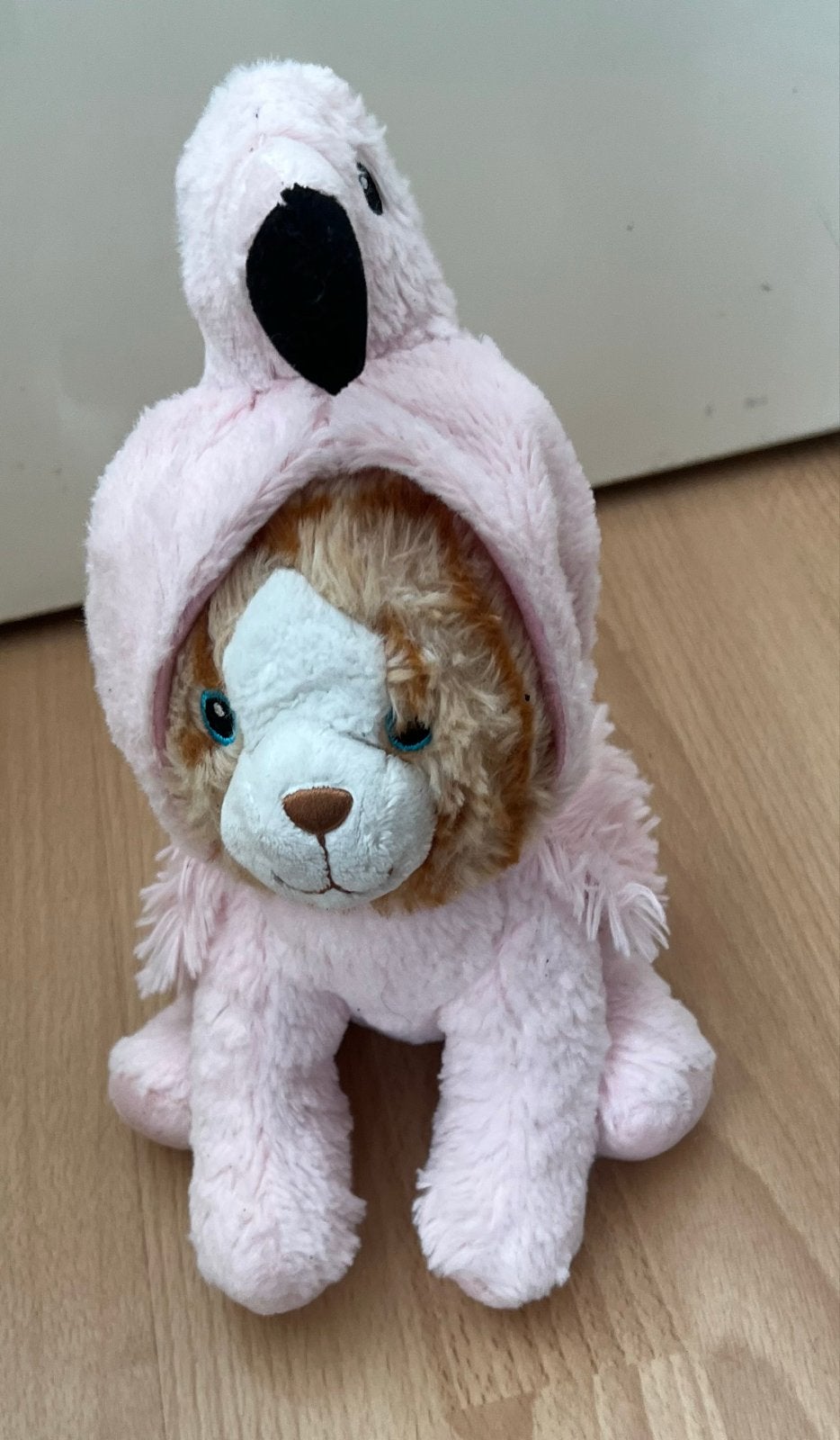 Schattige knuffel kat in flamingo pakje, Ophalen of Verzenden, Zo goed als nieuw
