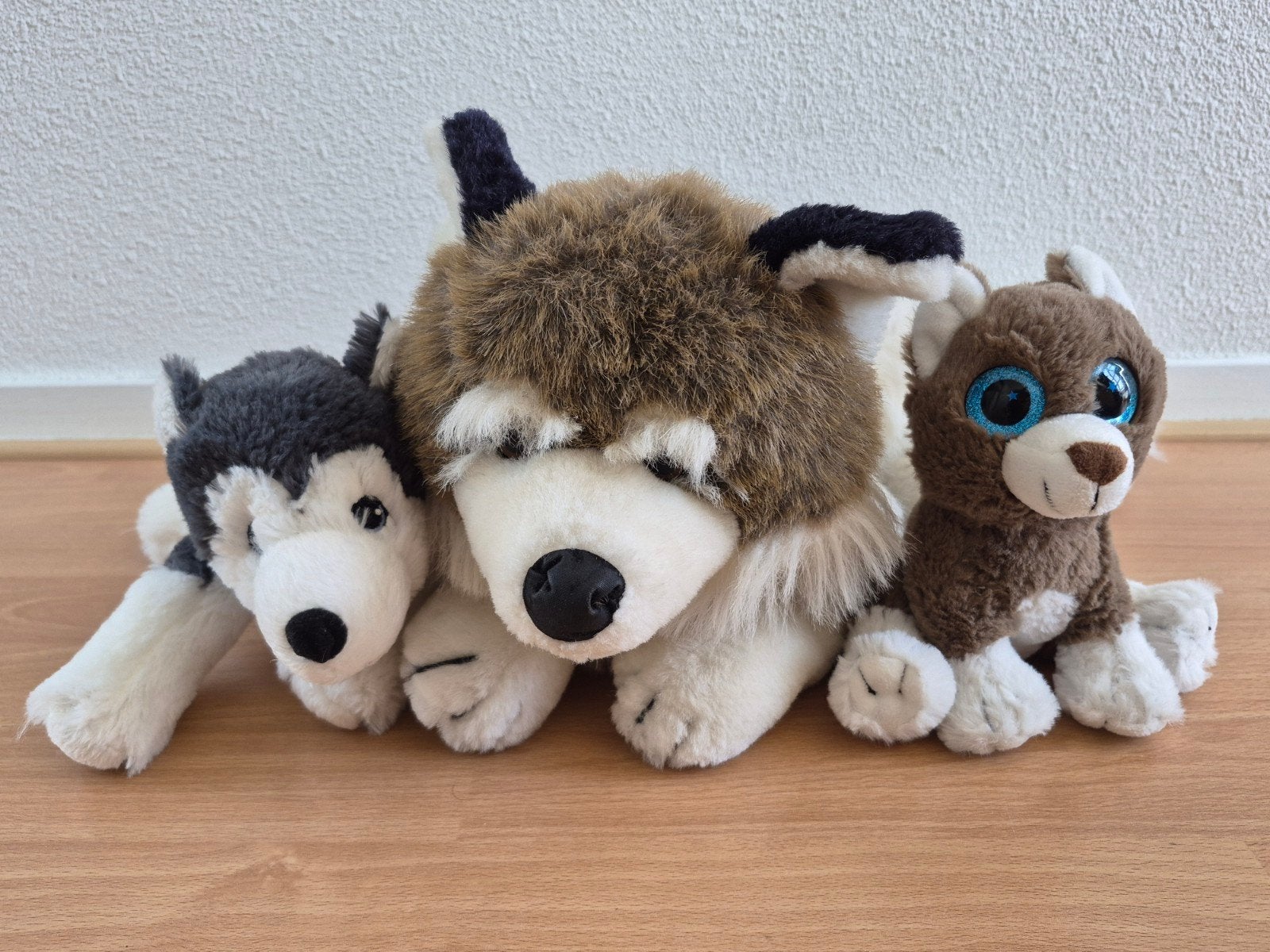 Set van 3 husky knuffels, Gebruikt, Middelgroot (20 tot 80 cm), Meerkleurig, Ty