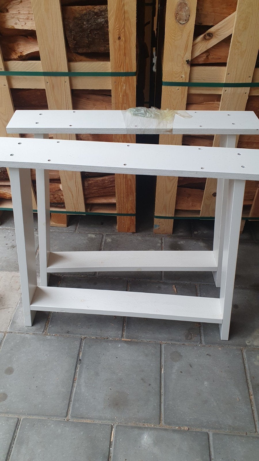 2x Witte Woood Tafelpoten Mat Wit voor Eettafel, Ophalen, Gebruikt, 50 tot 100 cm, 50 tot 100 cm