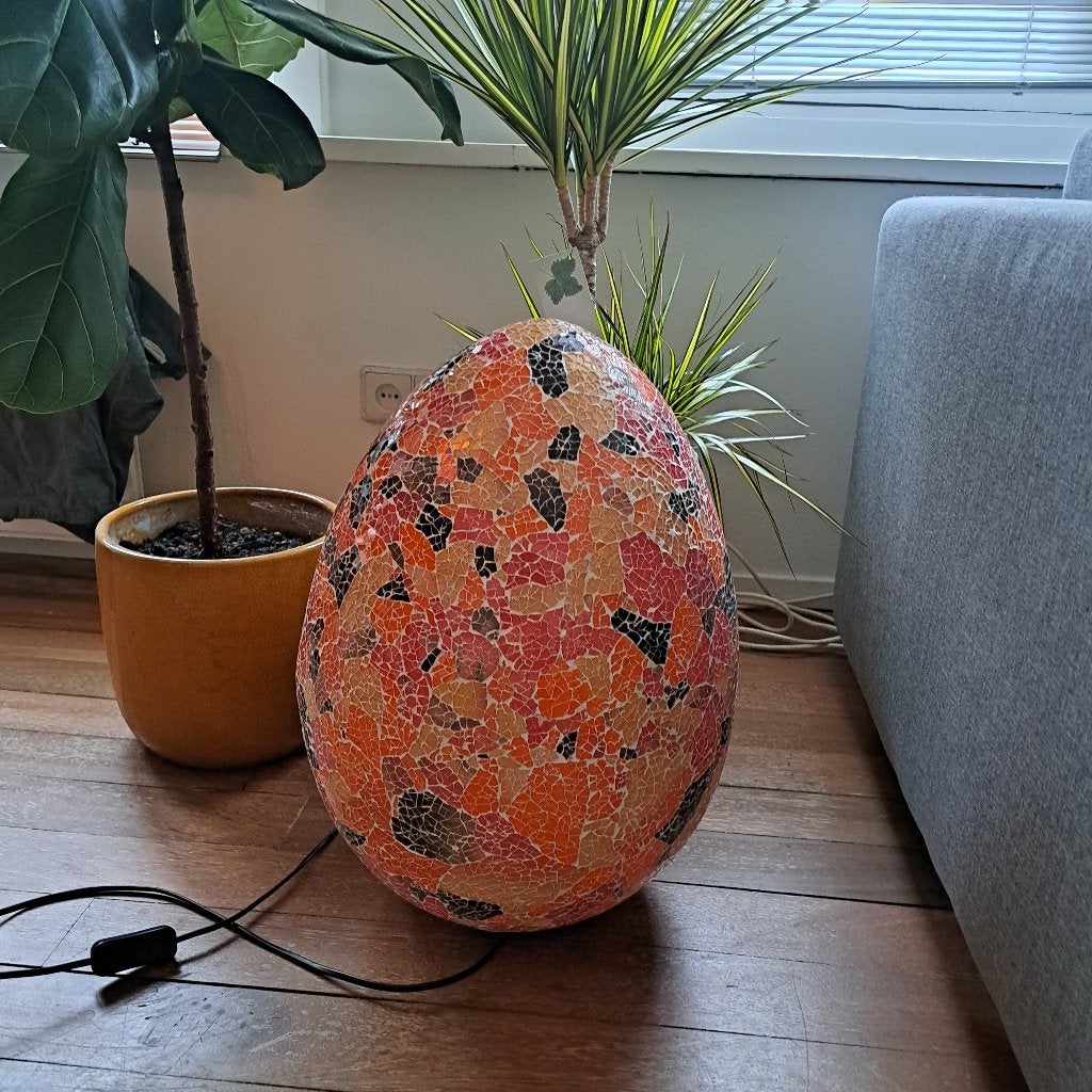 Prachtige unieke lamp, Huis en Inrichting, Lampen | Tafellampen, Oranje, 30 cm, Met schakelaar, Ophalen