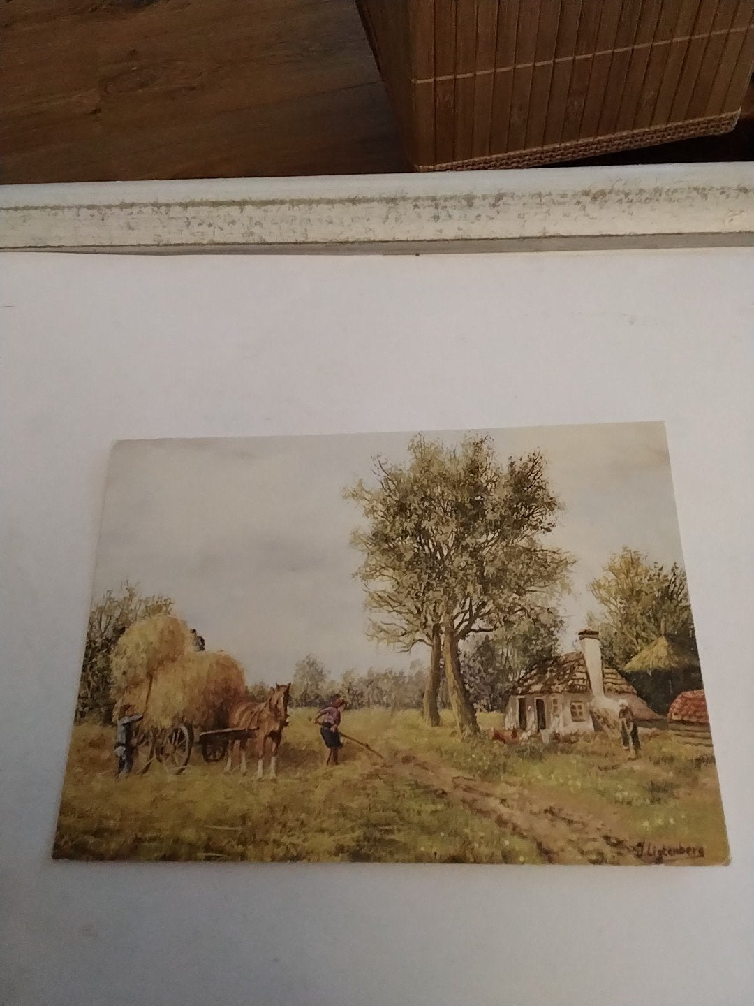Oude ansichtkaart met landschap en boerderij J.Ligtenberg, Verzamelen, Ophalen of Verzenden, 1980 tot heden, Gelopen
