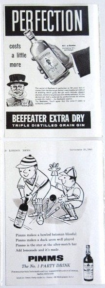22 Engelse reclames sterke dranken 1961 gin bier Guinness, Ophalen of Verzenden, Gebruikt, Overige typen
