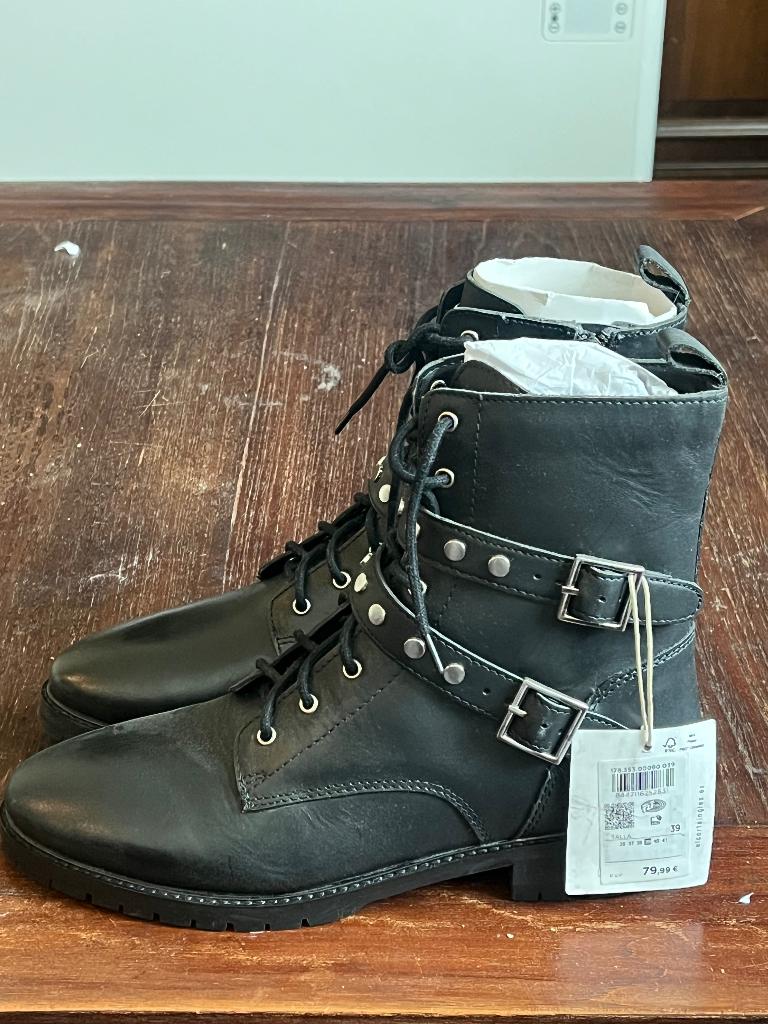New Leather Boots, Kleding | Dames, Schoenen, Ophalen of Verzenden, Nieuw, Zwart, Lage of Enkellaarzen