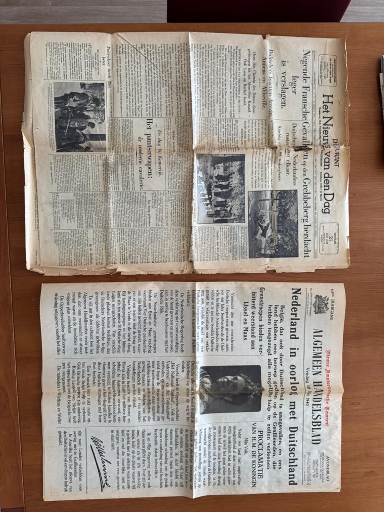 Originele kranten 10 een 21 mei 1940, Ophalen of Verzenden