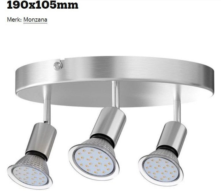 Zeer Mooie Plafondlamp met 3 Spots NIEUW!, Ophalen of Verzenden, Nieuw, Glas