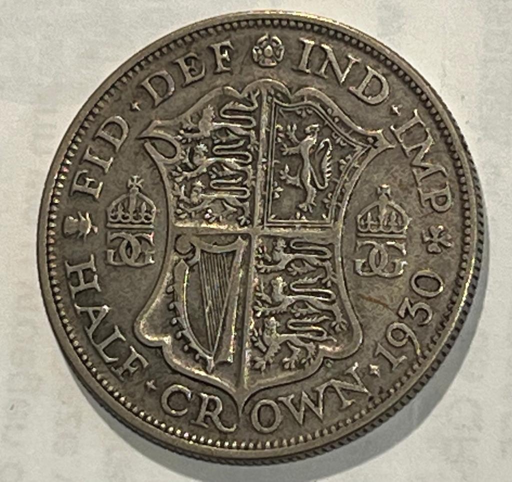 t.k.Half Crown George V 1930 key date .500 zilver, Ophalen, Overige landen, Zilver