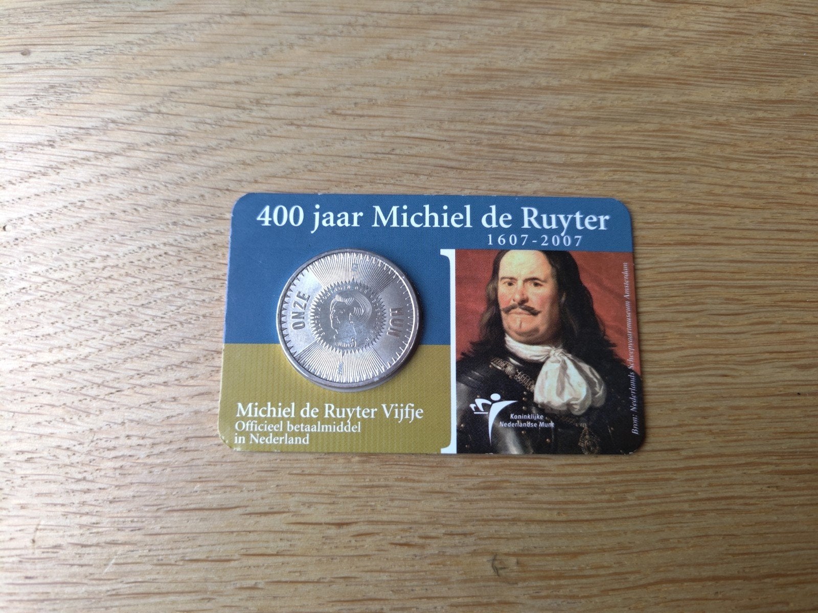 400 jaar Michiel de Ruyter herdenkingsmunt, Ophalen of Verzenden, Koningin Beatrix, Euro's