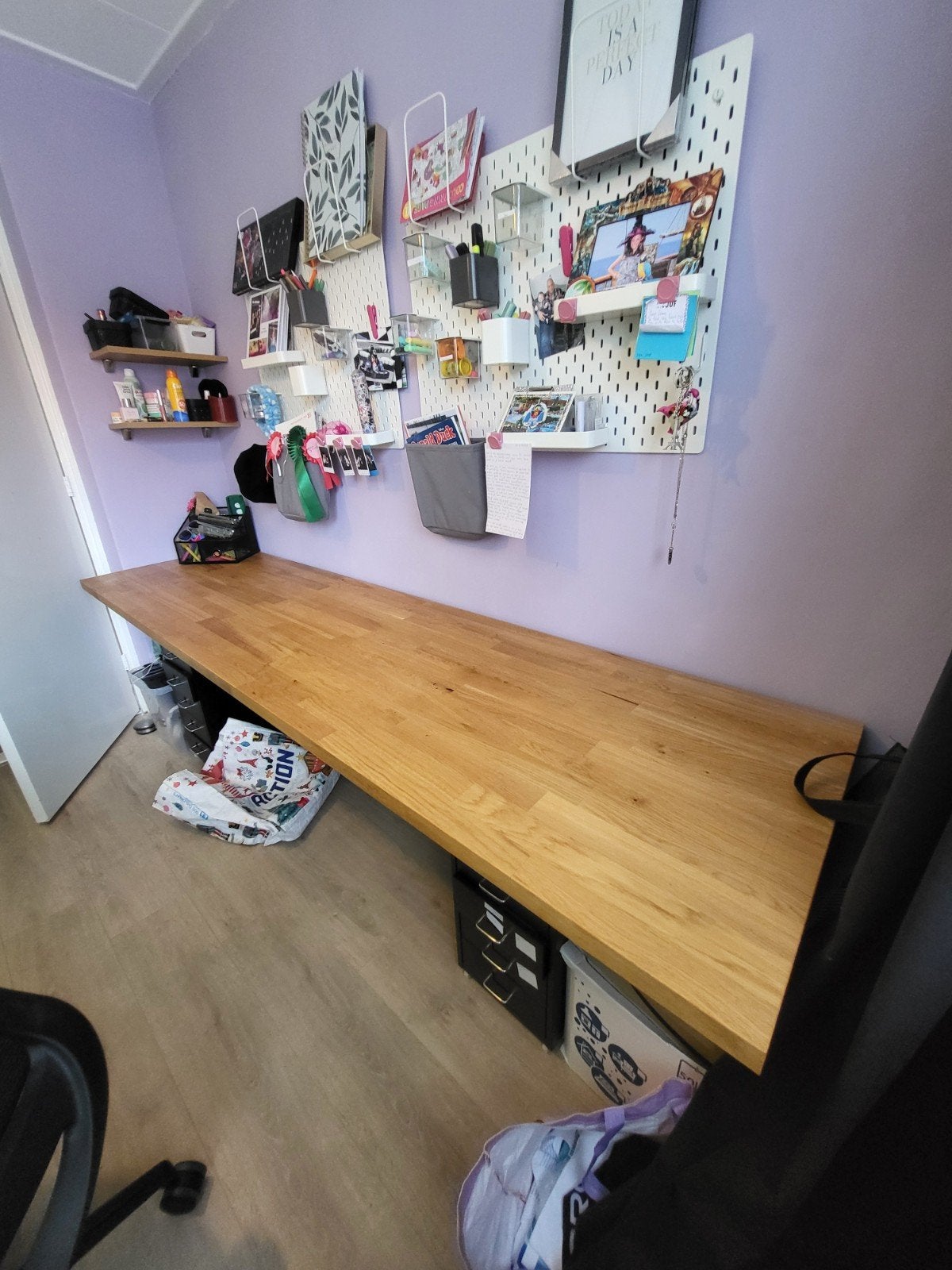 IKEA Möllekulla eiken/fineer werkblad met beugels, Ophalen, 63 cm, Hout, 246 cm