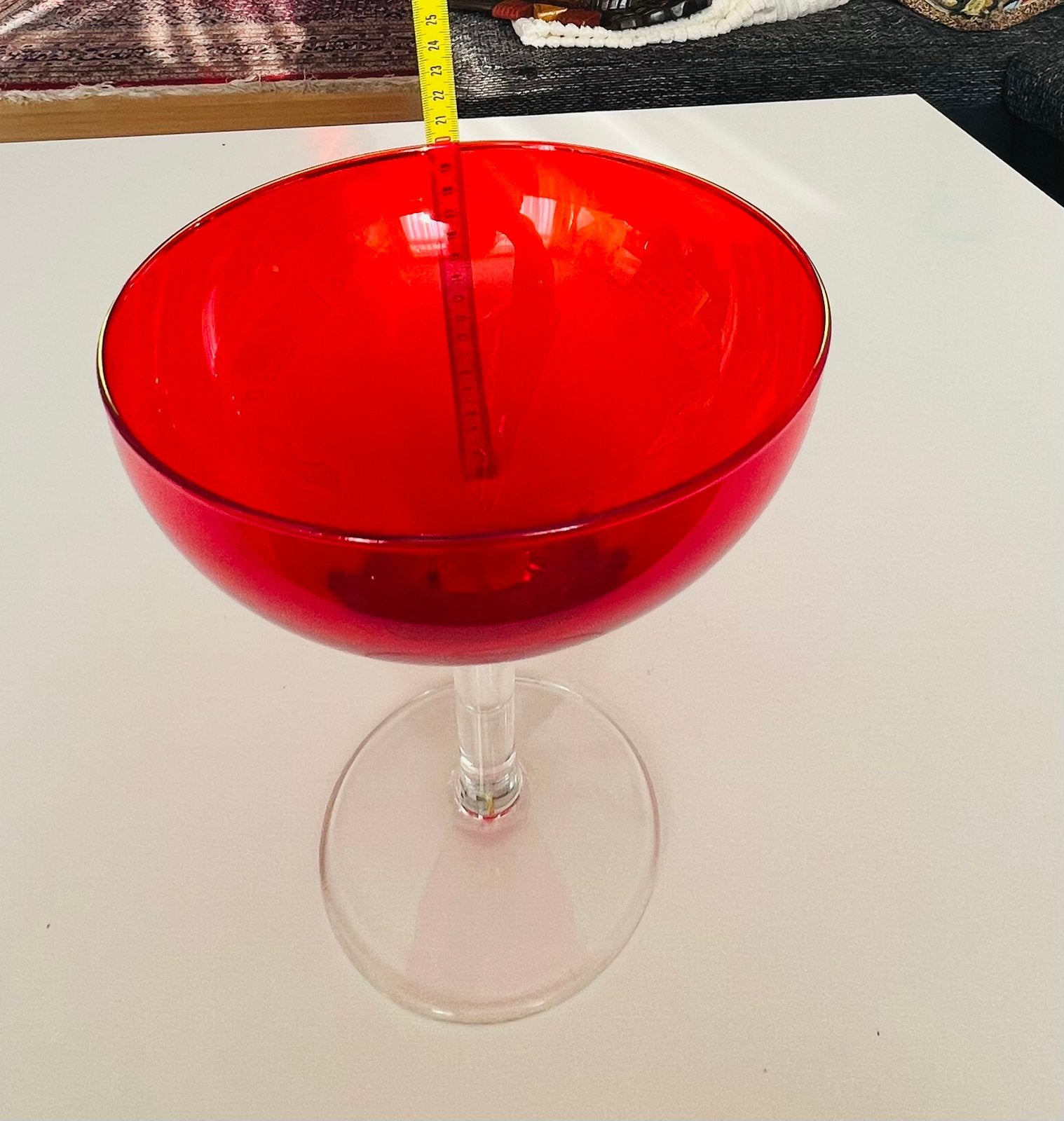 Glazen vaas , rood en wit ., Ophalen of Verzenden, Zo goed als nieuw, Overige typen