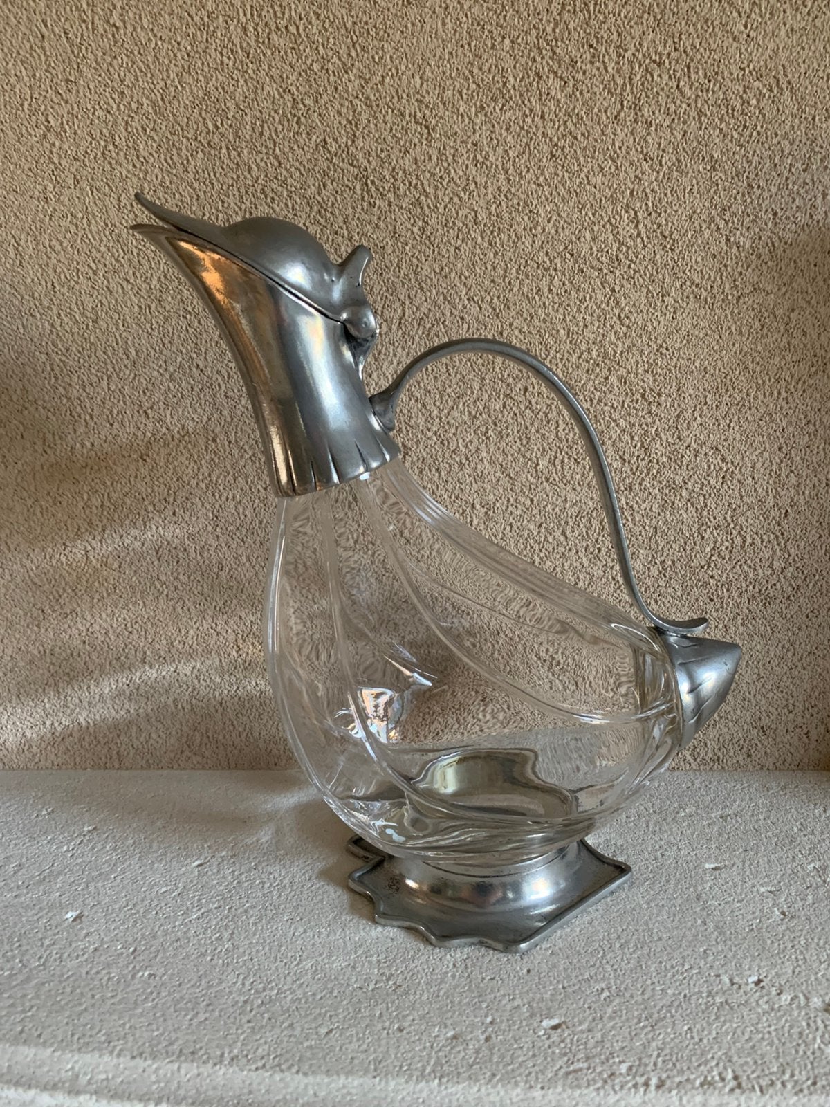 Prachtige vintage decanteer karaf eend tin, Antiek en Kunst, Ophalen of Verzenden