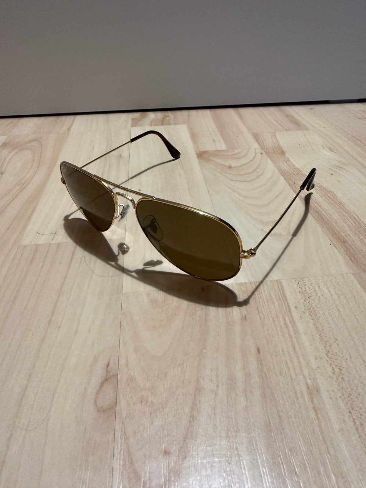 Ray-Ban Aviator Zonnebril met Gepolariseerde Glazen, Gebruikt, Zonnebril, Bruin, Ophalen of Verzenden
