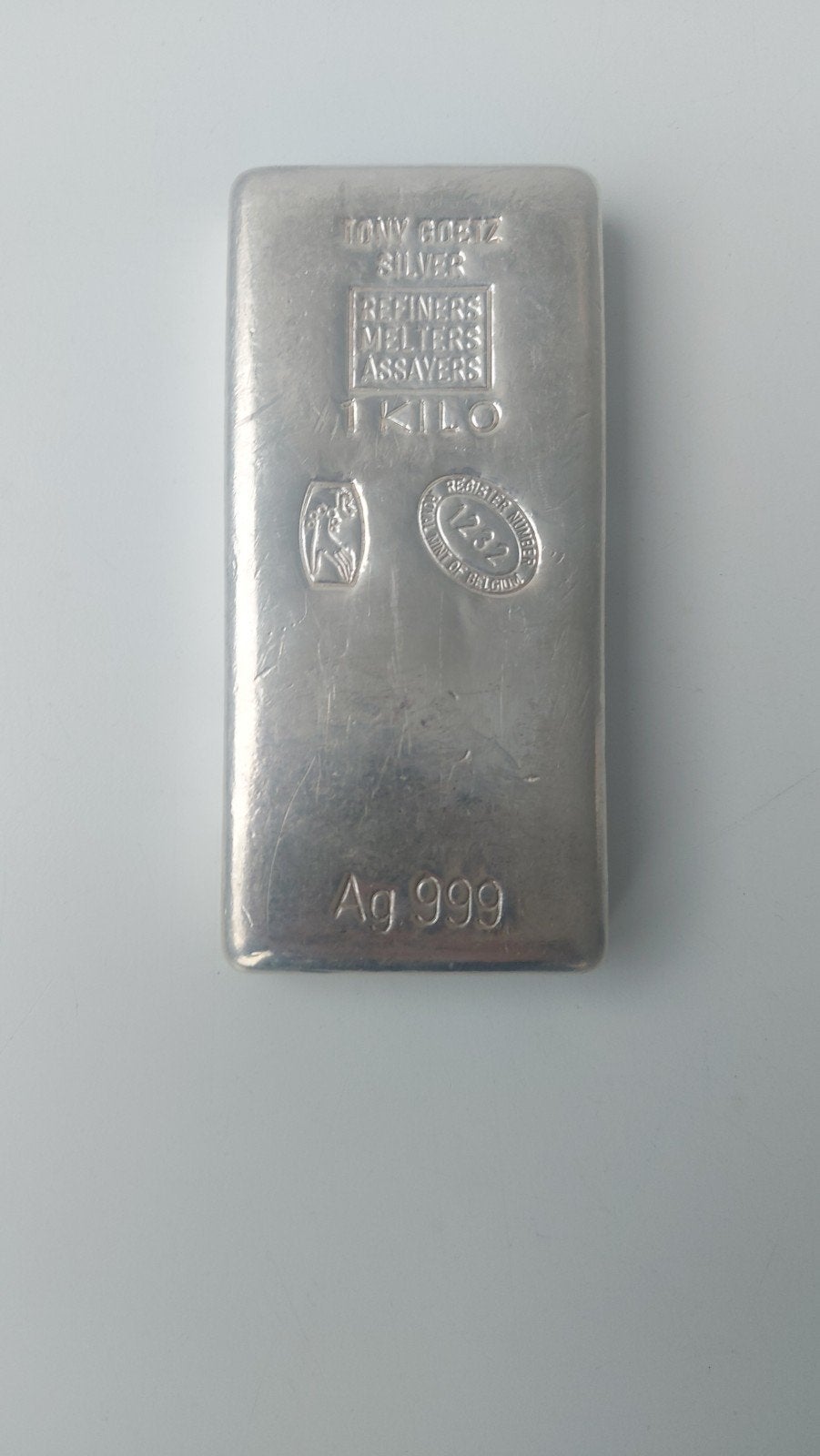 1 kilo baar zilver Tony Goetz, Ophalen of Verzenden