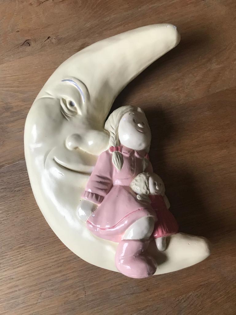 Wand decoratie: maan met meisje, Ophalen of Verzenden, Zo goed als nieuw, Wanddecoratie