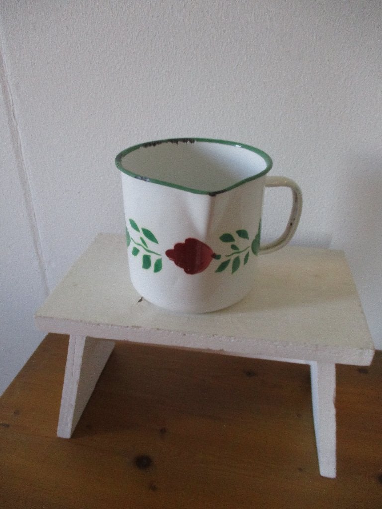 emaille brocante maatbeker boerenbont, Antiek en Kunst, Ophalen of Verzenden