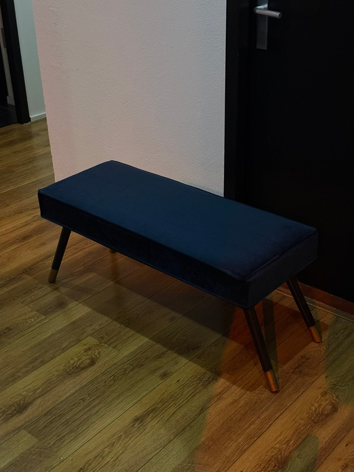 Suede bankje donkerblauw, Ophalen, Minder dan 50 cm, 75 tot 100 cm, Zo goed als nieuw